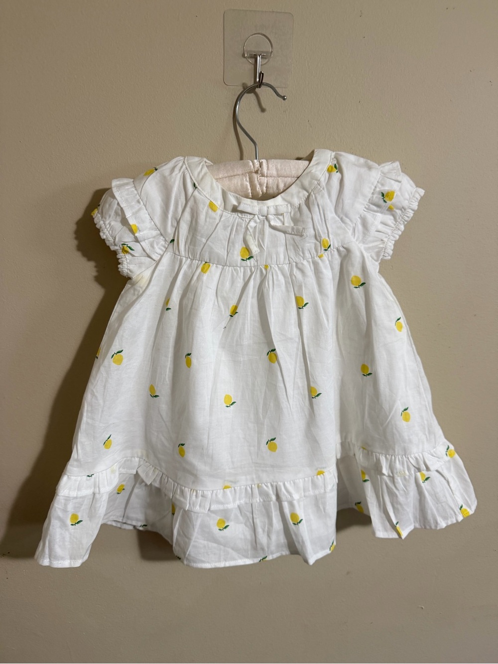 White Baby Dress with Lemon Print